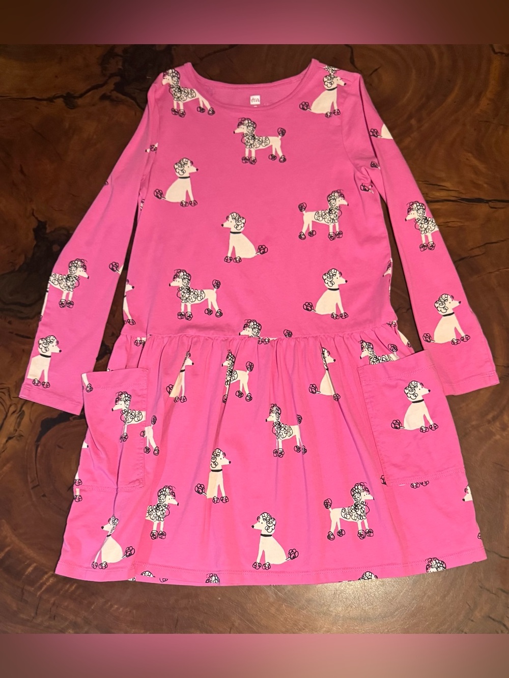 NWOT Tea Collection Pink Poodle Print Long Sleeve Dress TV